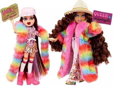 Bratz Pride Edizione Speciale Disegnate da JimmyPaul-ROXXI & NEVRA-2 Moda, Abiti, Poster, Accessori, Supporti per Bambole e Altro-Articolate-da Collezionare-età: 3+, Multicolore, 580324EUC