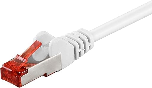 Goobay 92764 Cavo di rete Lan CAT 6 per Gigabit Ethernet S-FTP Cavo patch a doppia schermatura con spina RJ45, 15 m, bianco