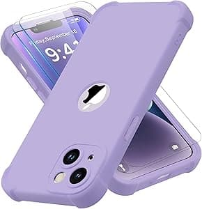 ORETECH Compatibile con Cover iPhone 14, Custodia iPhone 14 con [ 2 x Pellicola Protettiva Vetro Temperato] 2 in 1 Ultra Sottile Antiurto Hard PC Silicone Anti Graffio Cover per iphone 14 - Lillà