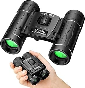 Binocolo Potente per Bambini AUCRSOZK 10x30 Professionale Compatto Mini Piccolo Tascabile Binocoli per Osservazione Uccelli Caccia Escursionismo Sportivi Concerti Esterno Viaggio - Nero