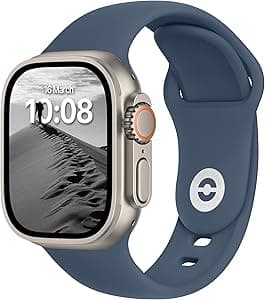 ELETTRONEO SB Cinturino per Apple Watch Ultra 2 49mm, Serie 10 46mm, 9 8 7 45mm 41mm, SE 6 5 4 44mm 40mm, 3 2 1 42mm 38mm Donna Uomo Band Bracciale Sport Silicone, Blu Abisso