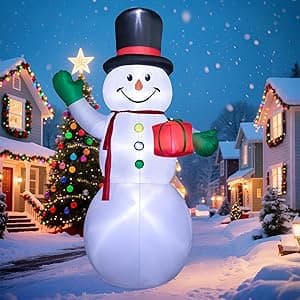 Vintoney 14 FT / 427 cm Pupazzo di Neve Gonfiabile da Esterno con LED – Decorazioni Natalizie Luminose e Gonfiabili Natalizi da Esterno per Giardino, Patio e Cortile