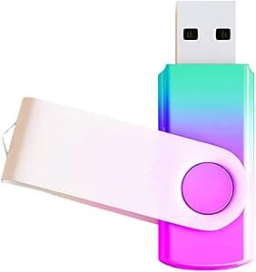 1 Pack Viola-Ciano 64GB USB Flash Drive Colore Sfumato USB 2.0 Memory Stick All'ingrosso Girevole Design Thumb Drive per l'archiviazione dei dati