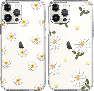 Yoedge 2 × Cover per iPhone 12 Pro Max 6,7" - Custodia Fiori Fiore per Telefono in Trasparente con Aesthetic Motivi Design, Custodie per Cellulare in Silicone per iPhone 12 Pro Max Case Ragazza Donne